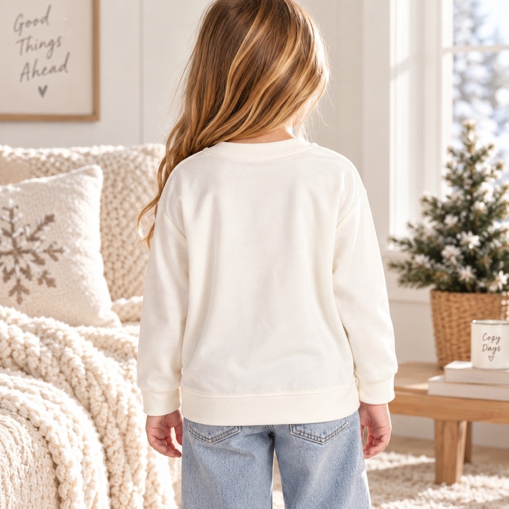 Wondershop Kids XS 4/5 Ski Gondola Fair Isle Christmas Sweatshirt Cream Red - Picture 2 of 5
